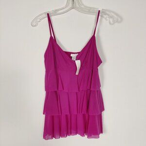 NEW La SENZA Women's Slip Lingerie Size M Pink Tiered Valentine's Day Barbiecore